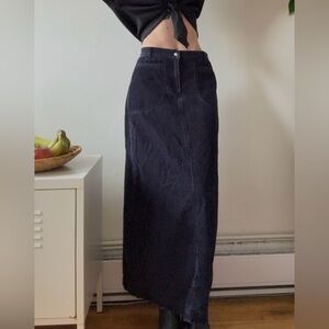 Vintage Jacob Annexe Navy Blue Corduroy Maxi Skirt (Size 5/6)